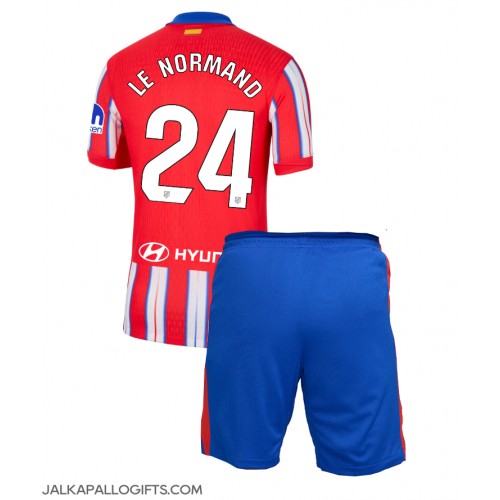 Atletico Madrid Robin Le Normand #24 Koti Peliasu Lasten 2024-25 Lyhythihainen (+ Lyhyet housut)